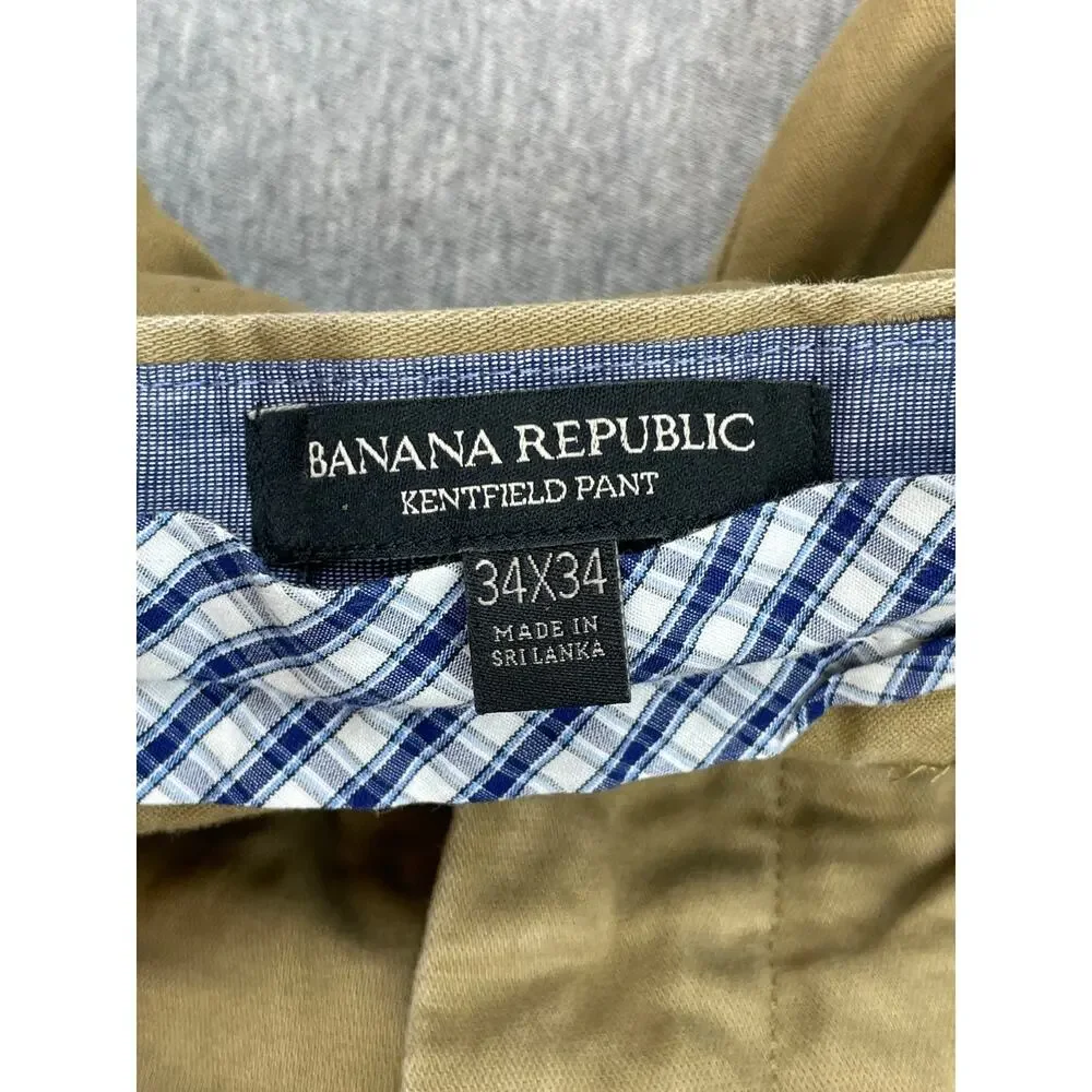 Banana Republic Pants Mens 34 x 34 Khaki Kentfield Chino Flat Front Straight Fit